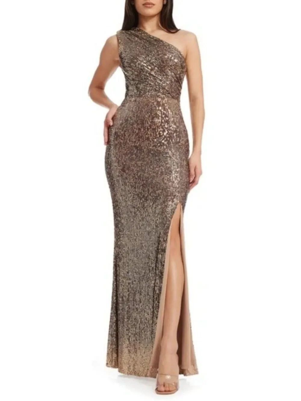 Dress The Population Sariah Women’s XS Ombre Sequined One Shoulder Mermaid Gown